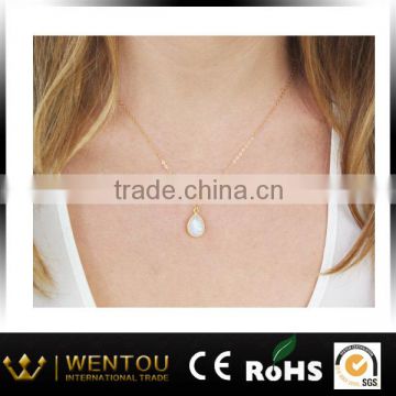 women female fashion gold thin chains necklaces with moonstone
