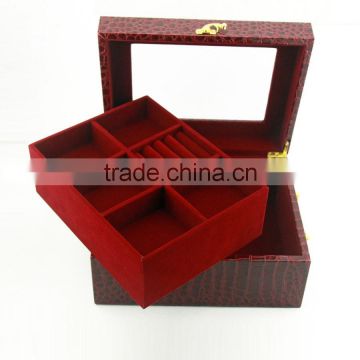 Red custom leather jewelry box manufacturers china
