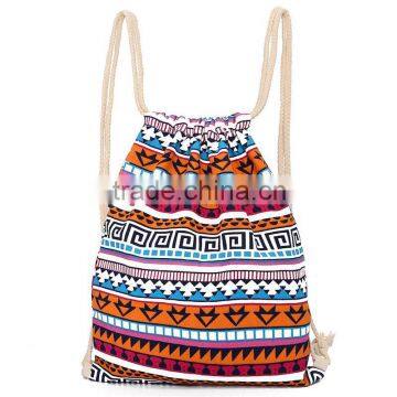 Newest Ethnic Style Women Drawstring Backpack of Drawstring Bag