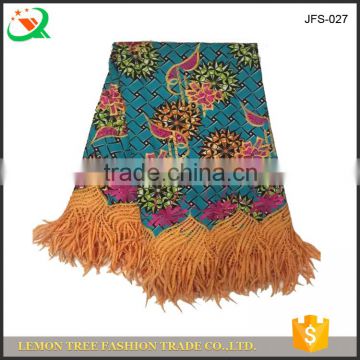 Special flower printed super wax and cotton guipure lace tassel design wax lace fabric