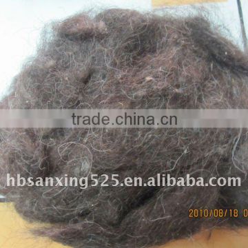 Scoured carded sheep wool waste, 30mic,1.5inch, natural brown color, natural black color