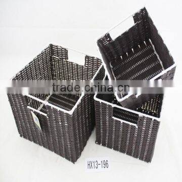 New item rectangle hand made weaving plastic baskets