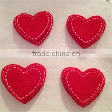 Hot sell Adorable doubled Embroidered Felt Applique Hearts made in China