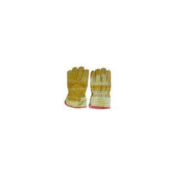 10 oz yellow cow split patch palm mens lined Leather Work Glove  604CBSA-Y