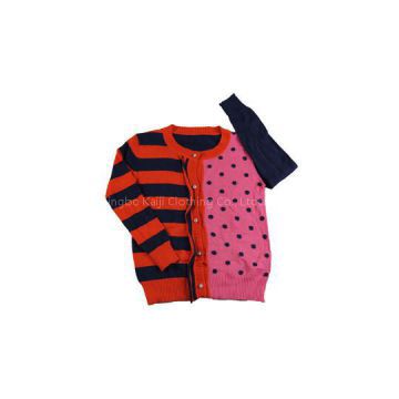 2015 fall fashion design jacquard dotted sweater colorblock striped cardigan knitwear
