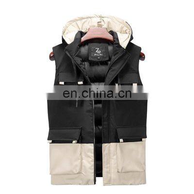 Customized plus size tooling vest fashion cardigan vest hooded jacket