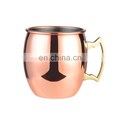 Moscow Mule Mug Cup 304 Stainless Steel Wine Coffee Mug 500ml Cocktail Copper Glass Hammered Coppering Bottle