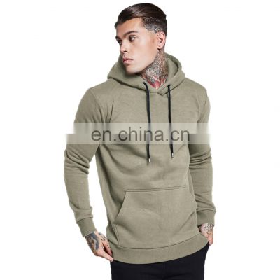 Light olive color Custom Logo Printed Embroidered Long Sleeve Mens Fleece Gym Pullover Hoodie