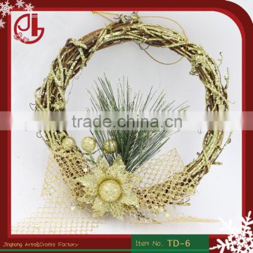 Merry XMAS Party Pine Glitter Wreath Door Wall Decoration Wholesale Christmas Garland Suppliers