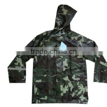 camouflage kid's pu raincoat