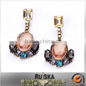 VINTAGE EARRING FOR WOMEN,PINK CRYSTAL EARRING