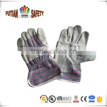 FTSAFETY EN420 Full palm cow split leather glove with a rubberized cuff