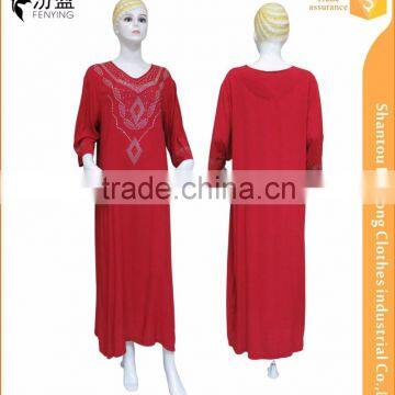 2016 latest casual full sleeves red maxi dress with big area hot drilling