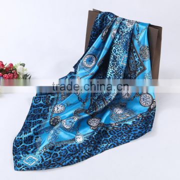 factory china digital printed leopard polyester satin square scarf ,imitated silk satin arab hijab scarf bandana for ladies                        
                                                                                Supplier's Choice