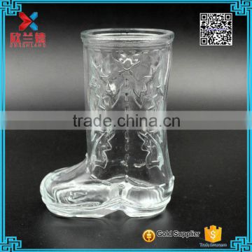 Boot shaped clear glass flower vase 500ml
