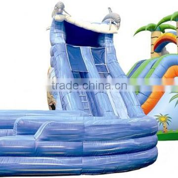 QH-S-54-giant dolphin inflatable water slide ,big water slides