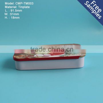 Rectangular tinplate metal tin can with sliding top, 10g-300g sliding square tinplate metal tin                        
                                                Quality Choice