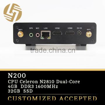 China low price fanless desktop dual core htpc