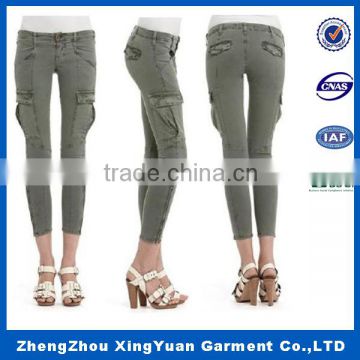 Cotton Elastic Thin Buttock cargo Female Trousers