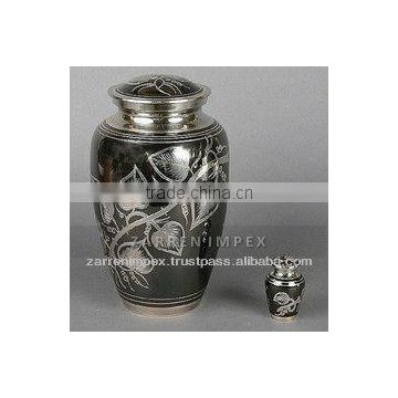 Classic Floral 10" Solid Brass Cremation Urn