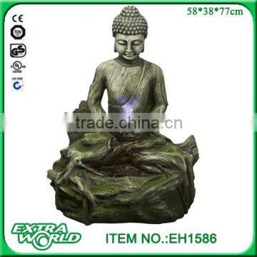 32 inches fiberglass sitting buddha garden fountain