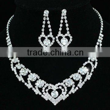 Bridal Heart Crystal Necklace Earrings Set CS1189