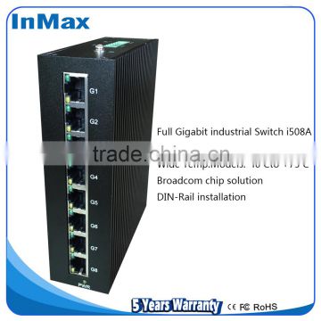 Super stability full gigabit 8 port 8x10/100/1000MBase TX Industrial Ethernet Switch i508A