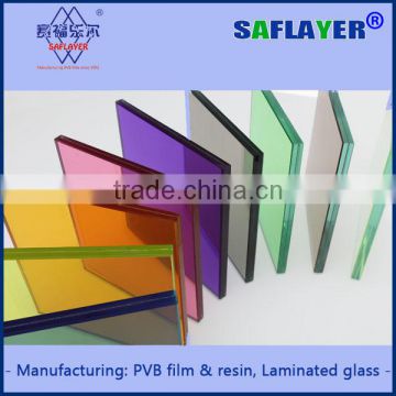 Alibaba Hot Product China flat Glass with 1.52mm color PVB film Laminated Safety Glass price