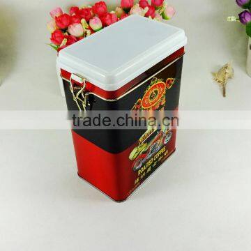 Popular packaging box with metal wire airtight coffee tin container