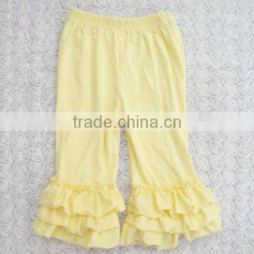 Boutique 100% Cotton Icing Pants Solid Triple Ruffle Leggings Girls Ruffle Pants