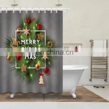 i@home 3D printing merry christmas polyester shower curtain bathroom