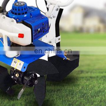 Blue Gear And Chain Transmission Manual Light Hand Pushing Type Miniature Rotary Tillage Blades For Tractor Cordless Tiller