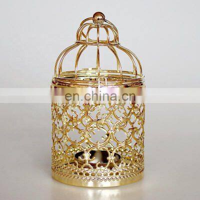 Hollow Out Metal Wire Birdcage Candlestick Iron Hanging Metal Candle Holder Centerpiece Decorative Lantern Tealight Wedding Deco