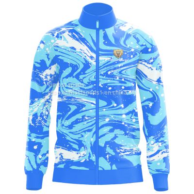 Blue Custom Sublimation Jacket with Blue Zipper