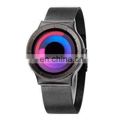 SINOBI Creative Watch For Man Whirlpool Colorful Vortex Element Dial Steel Mesh Band Mens Quartz Watches  S9659G