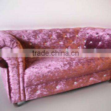 Luxury purple modern design beauty salon sofa waiting fabric sofa set furniture F-016