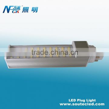 Shenzhen led factory Soutec DC12V Horizontal G24 9w SMD Plug LED light replace 20w cfl light