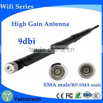 ISO9001 SMA/RP-SMA male connector wlan rubber wireless 2.4ghz wifi antenna