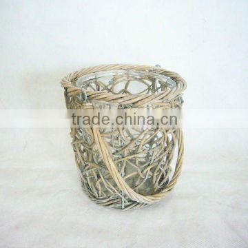 willow flower pot with glass