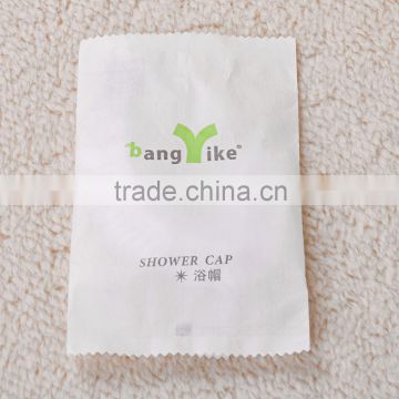 Customized White Simple Disposable Hotel Plastic PE Shower Cap