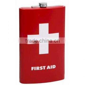 64oz Stainless Steel Hip Flask With Red Cross Society Symbol