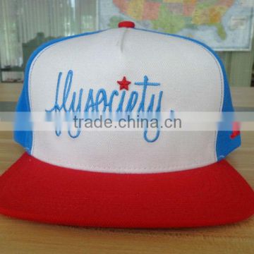 5 panel baseball cap PU leather embroidery all around