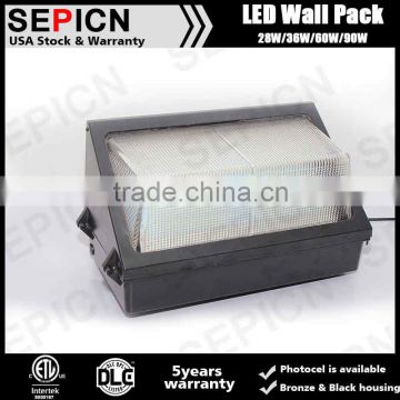 DLC UL listed waterproof ip65 90w outdoor led wall pack light