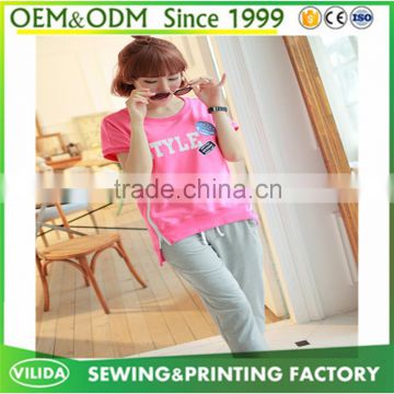 wholesale women pullover tracksuit two piece t shirt and pants suits