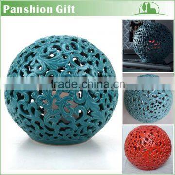 Ball shape ceramic led candle holder