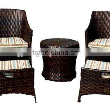 Creative New Design Leisure PE Wicker Furniture 1 table +2 chairs +2 footstool for Garden