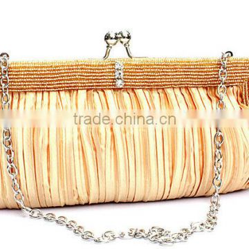 High Quality ladies evening party bag plicated satin clutch evening bags