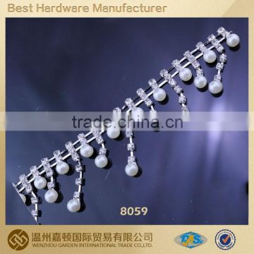 Wholesale rhinestone and pearl applique trimming chain