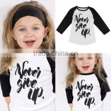 Cheap promotional Hot sale fashion custom wholesale kids baby children's printed boutique long sleeve organic cotton t shirt