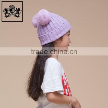 New Style Rabbit Fur Warm Winter Hat Fur Pom Beanie Babies